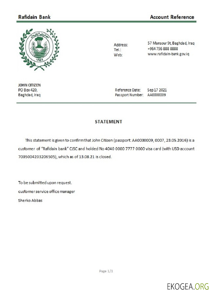 Référence Iraq , Rafidain , closure